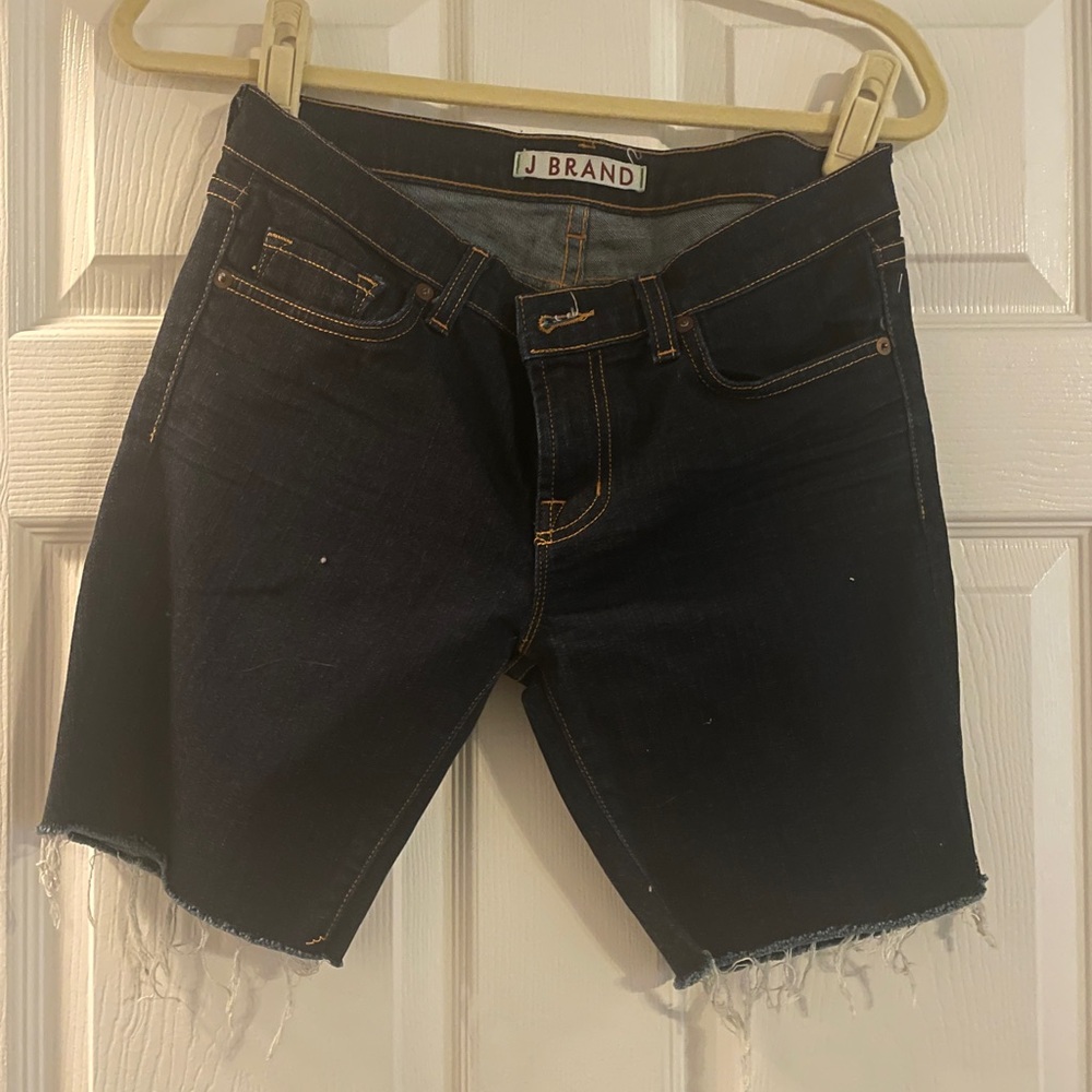 J Brand size 28 women’s cut off Bermuda length denim shorts worn 1x dark wash
